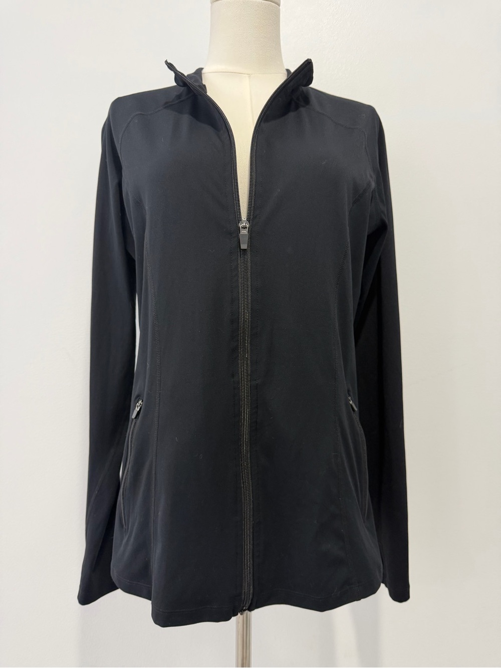 Meshki Black Lightweight Full-Zip Active Jacket with Zip Pockets XXL Compression